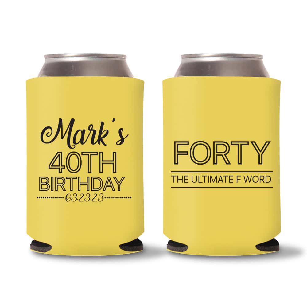 40th Birthday Koozies D6- Yellow
