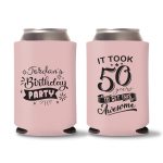 50th Birthday Koozies D8 - Baby Pink