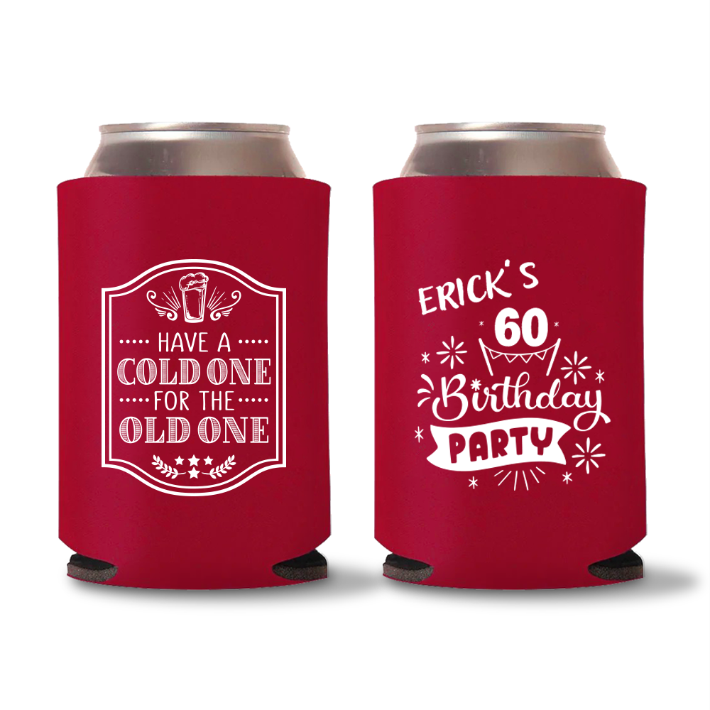 60th Birthday Koozies  Personalized Cool Party Favor