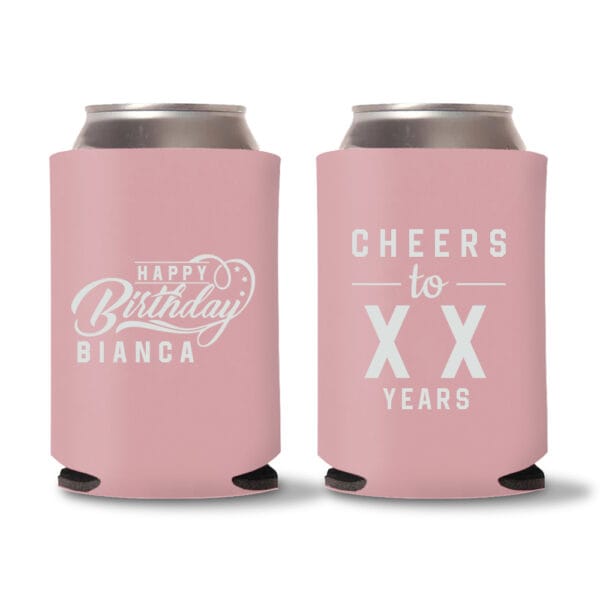 Custom Birthday Koozies D3 - Dusty Rose