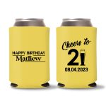 D8- 21st Birthday Koozies - Yellow