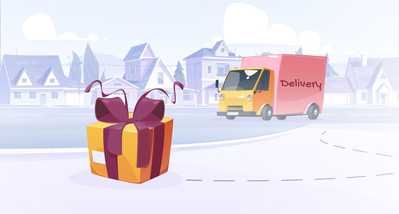 Parcel delivery service, fast shipping concept