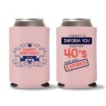 50th Birthday Koozies D9 - Baby Pink