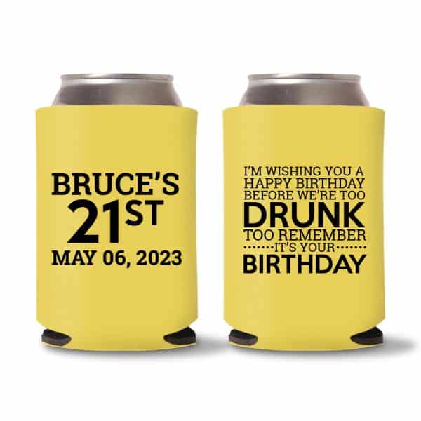 21st Birthday Koozies D16- Yellow
