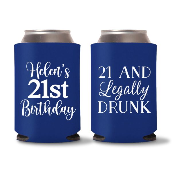 21st Birthday Koozies - D19 - Blue
