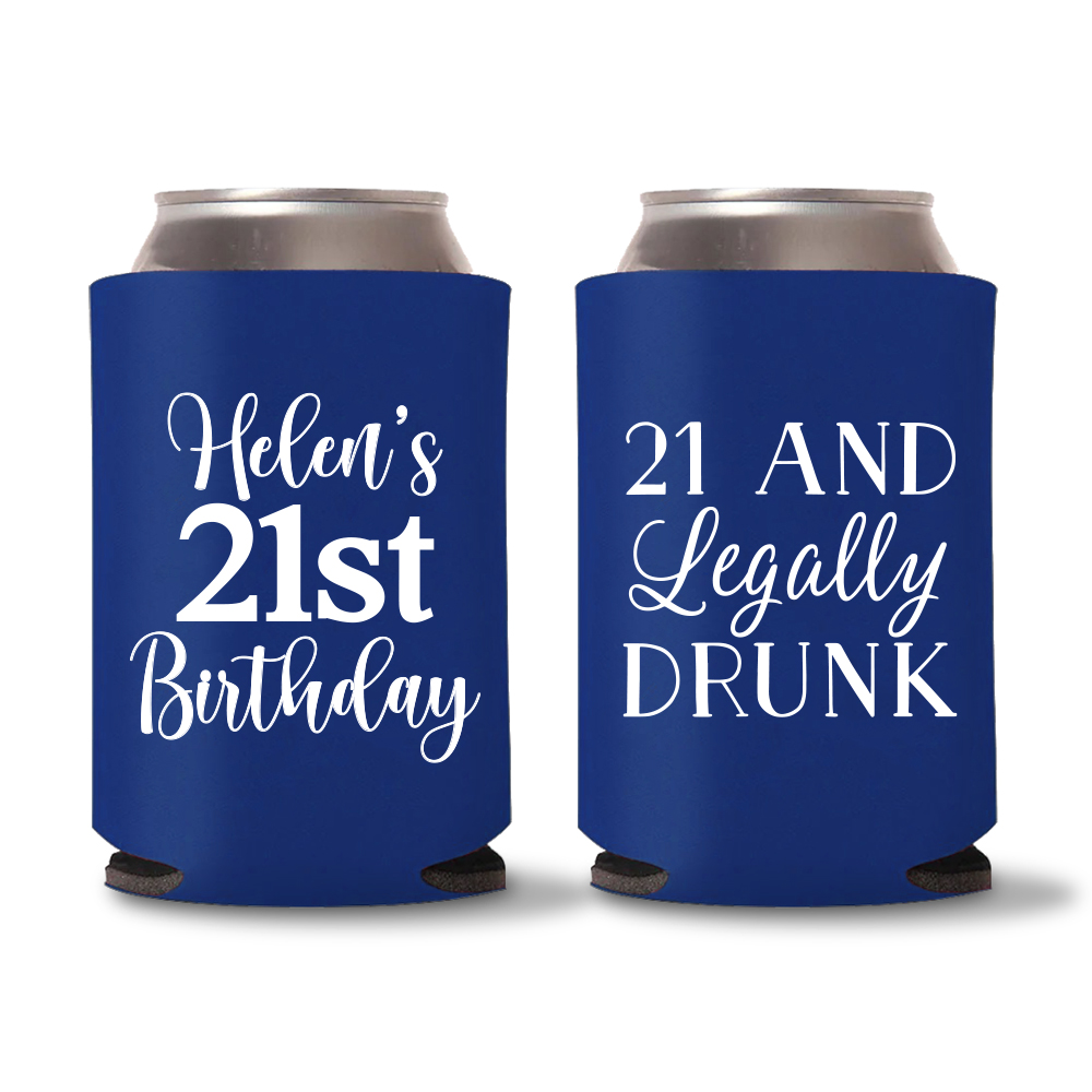 21st Birthday Koozies - D19 - Blue