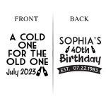 40th Birthday Koozies - front and back - D17
