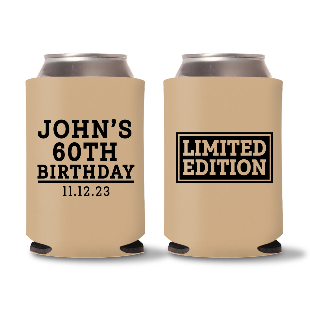 21. 60th Birthday Koozies - Light Brown