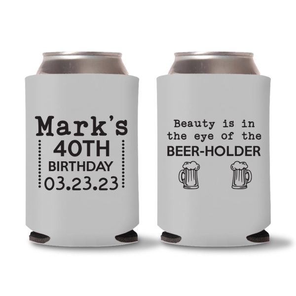 23. 40th Birthday Koozies - Gray