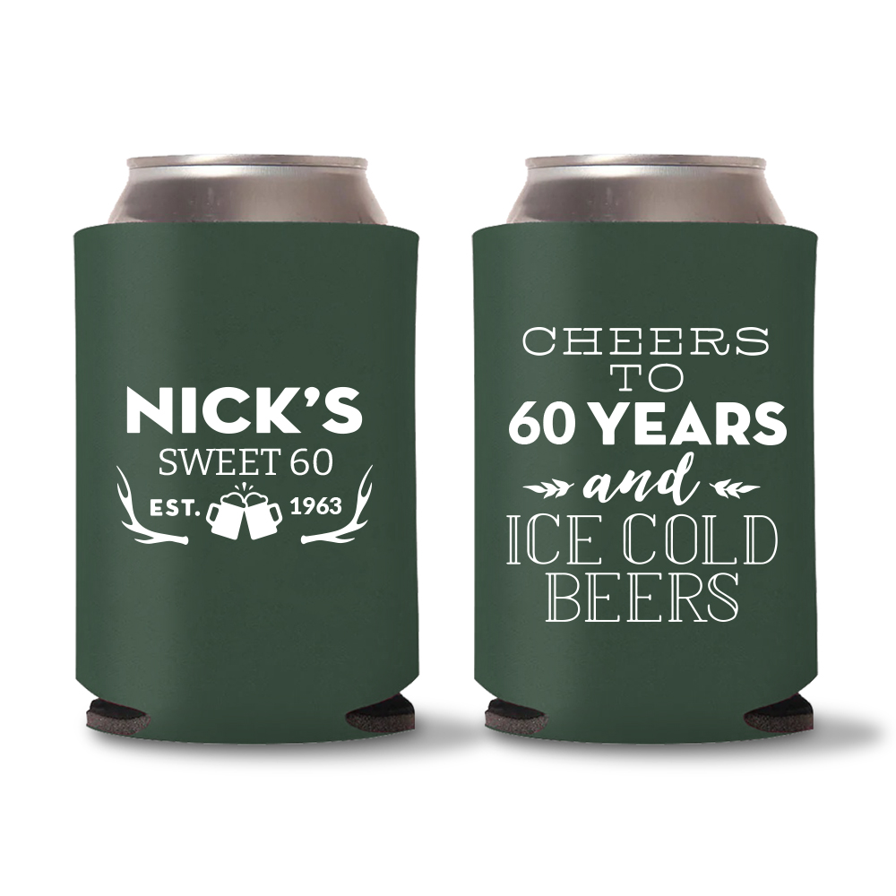 23. 60th Birthday Koozies - Green