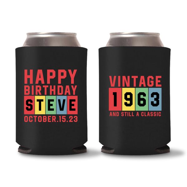 24. 60th Birthday Koozies - Black