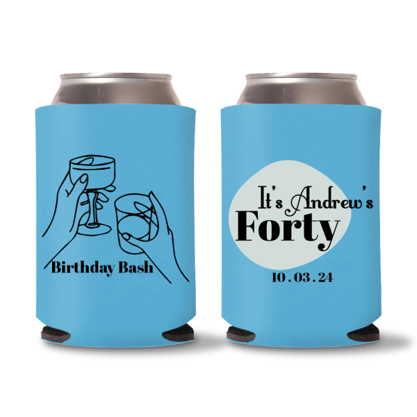 28. 40th Birthday Koozies - Cyan
