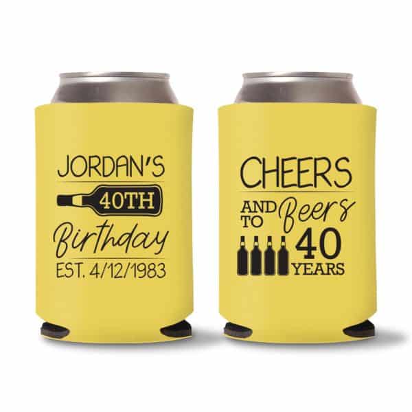 40th Birthday Koozies D21 - Yellow