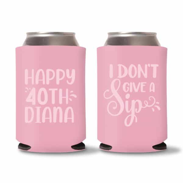 40th Birthday Koozies D22- Baby Pink